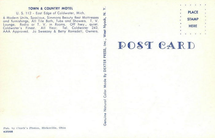 Town & Country Motel (Town and Country Motel) - Old Postcard (newer photo)